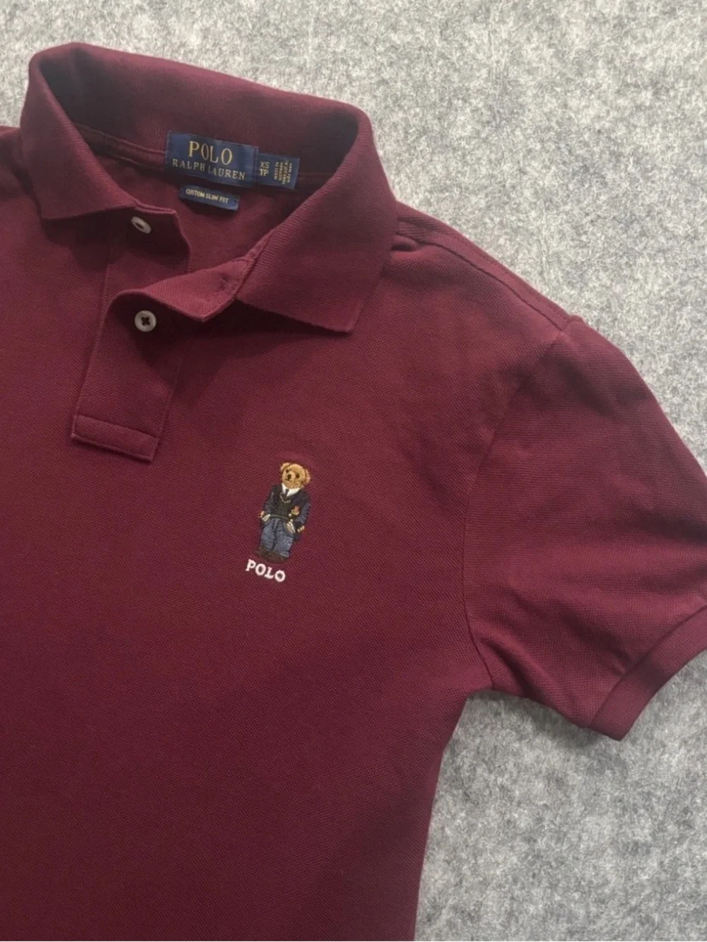 Polo Ralph Lauren Men's XS Burgundy Custom Slim Fit Polo Bear Cotton Polo